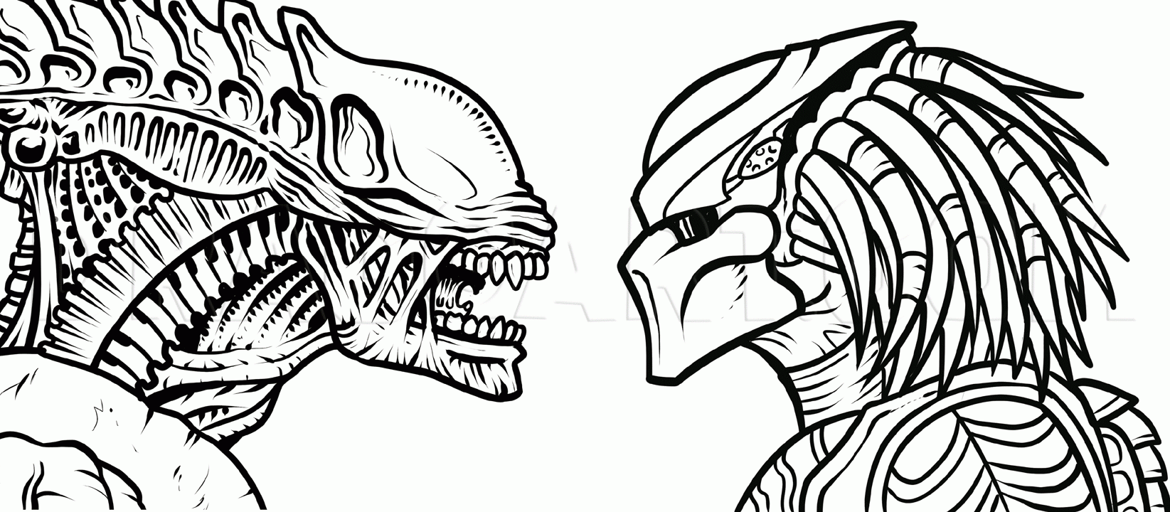 How To Draw Alien Vs Predator Drawing Step By Step By KingTutorial DragoArt