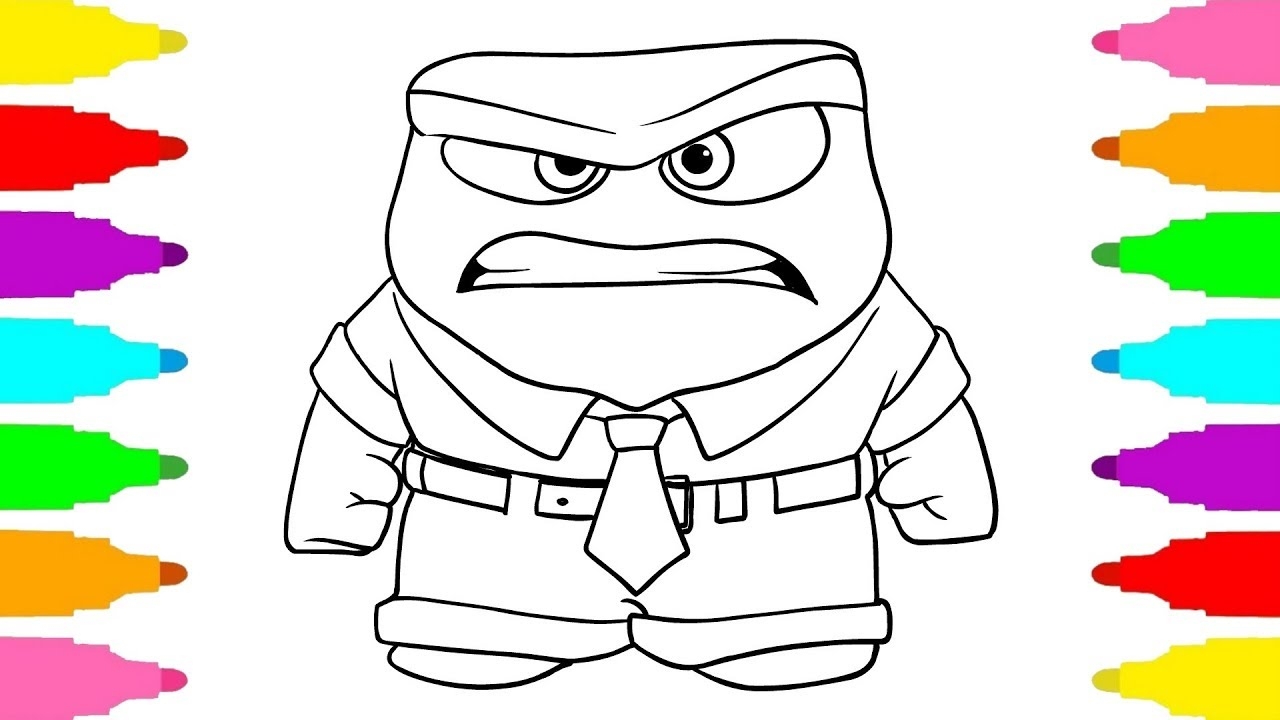How To Draw Anger From Inside Out Coloring Pages Disney And Pixar Character For Kids YouTube