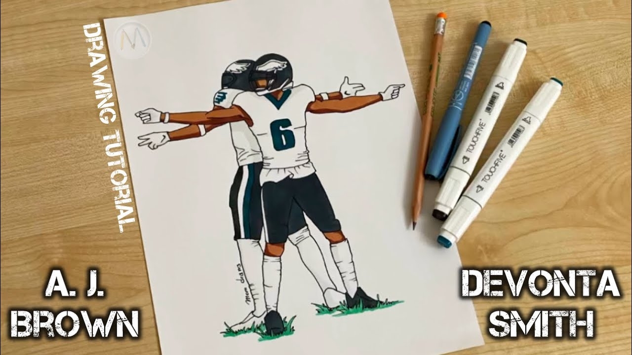 How To Draw DeVonta Smith And A J Brown Celebration BAD BOYS Philadelphia Eagles YouTube