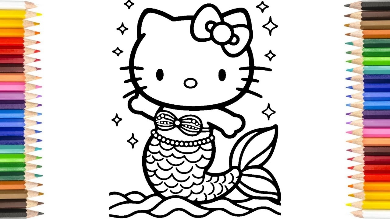  How To Draw Hello Kitty Mermaid Drawing And Colouring For Kids And Toddlers YouTube