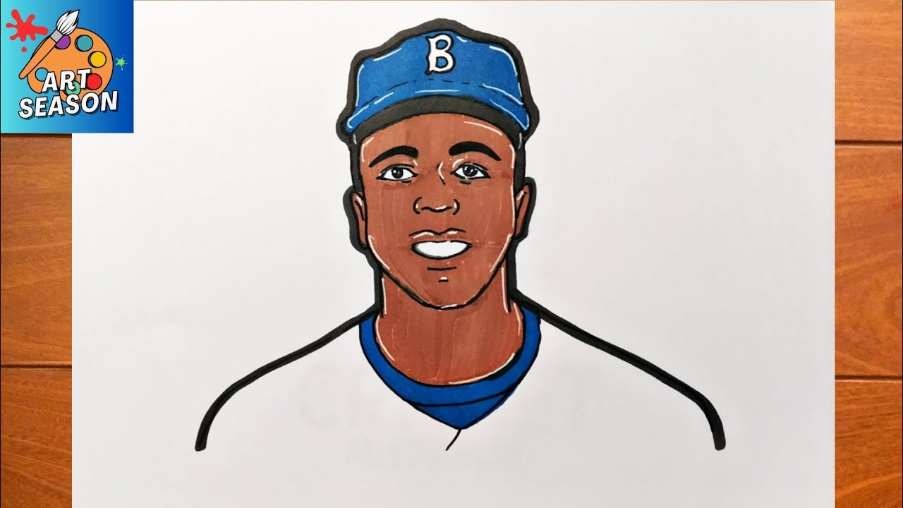 How To Draw Jackie Robinson Step By Step YouTube
