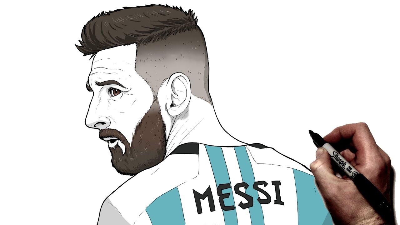 How To Draw Lionel Messi Step By Step Football Soccer YouTube