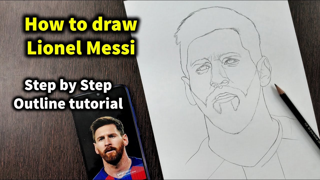 how to draw lionel messi