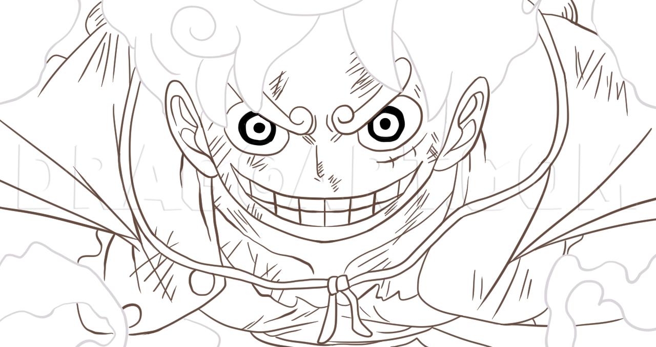 How To Draw Luffy Gear 5 One Piece Drawing Step By Step By Cocoapebbles DragoArt