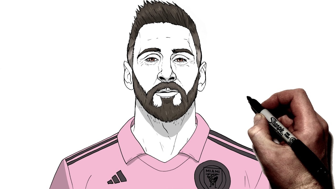 How To Draw Messi Inter Miami Step By Step Soccer Football YouTube