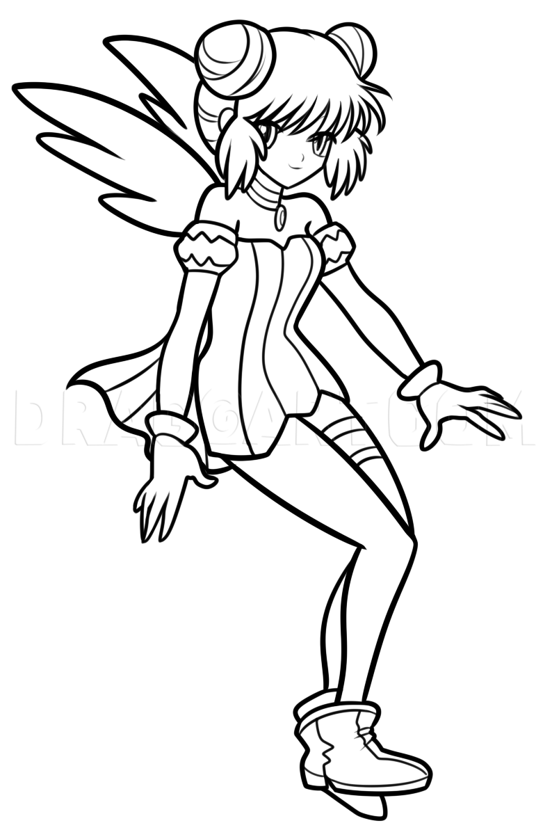 How To Draw Mew Mint From Tokyo Mew Mew Coloring Page Trace Drawing