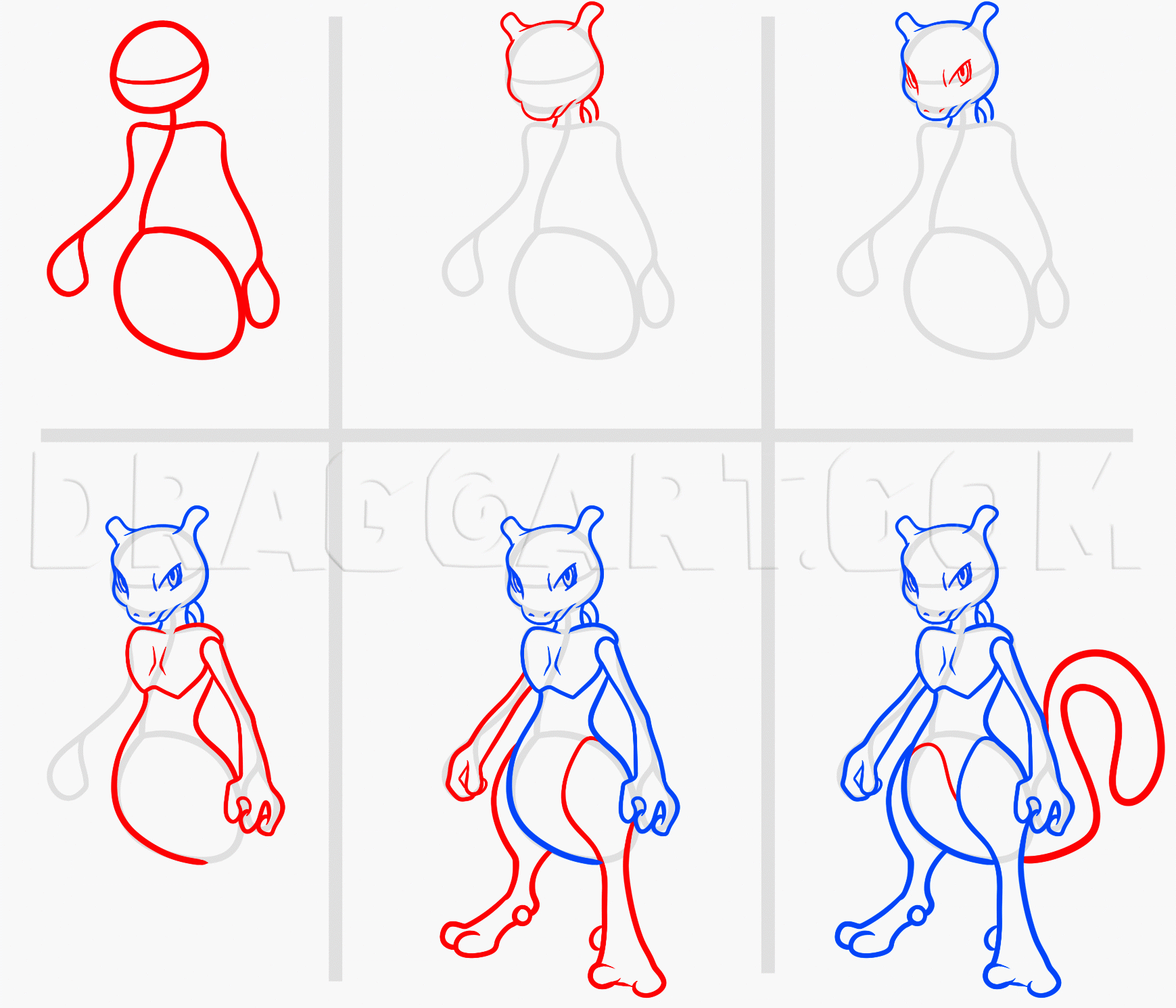 How To Draw Mewtwo Easy Pokemon Drawing Step By Step By Dawn DragoArt