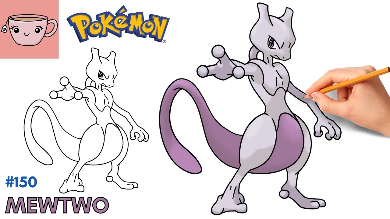 How To Draw Mewtwo Pokemon 150 Cute Easy Step By Step Drawing Tutorial YouTube