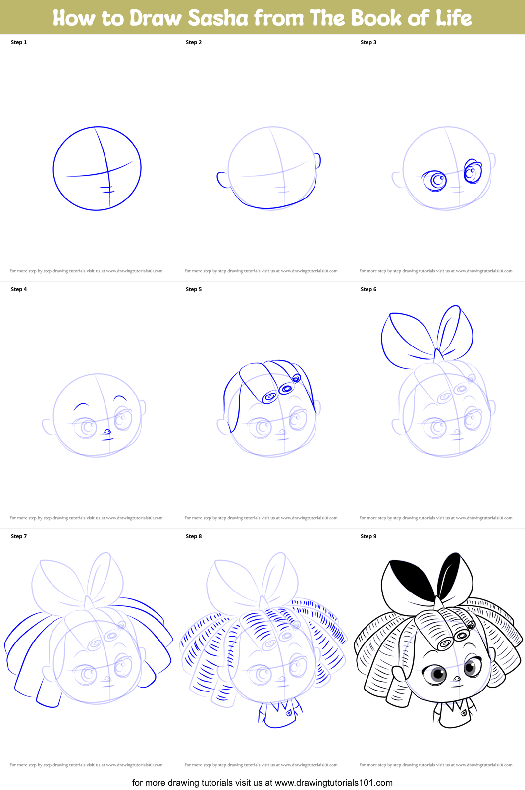 How To Draw Sasha From The Book Of Life The Book Of Life Step By Step DrawingTutorials101