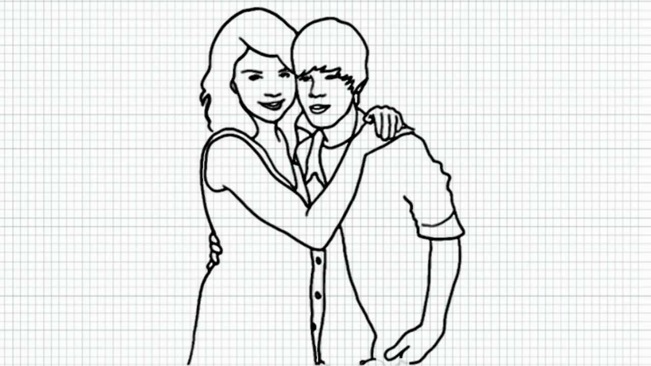 How To Draw Selena Gomez And Justin Bieber Video Easy Drawing For Kids YouTube