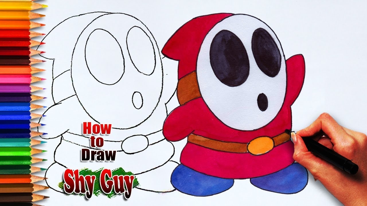 how to draw shy guy