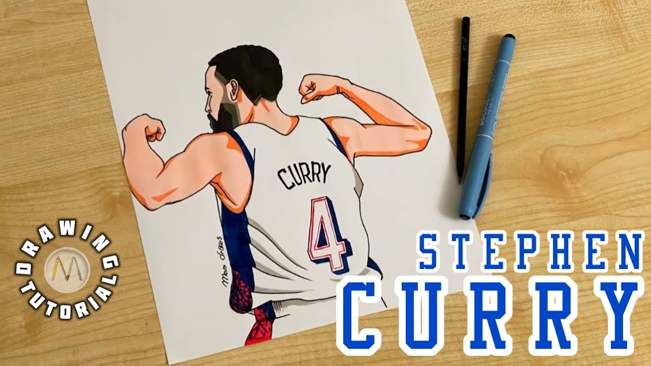 How To Draw Stephen Curry EASY USA NBA Team Olympic Games Paris 2024 YouTube