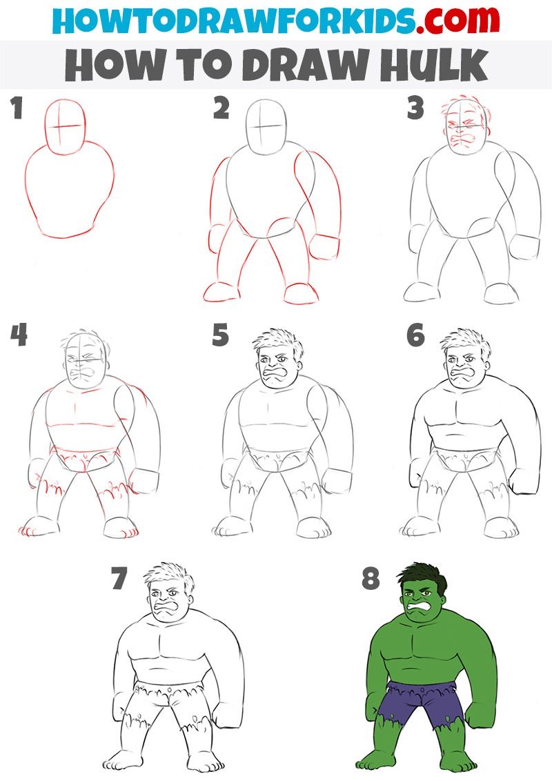 How To Draw The Hulk Easy Drawing Tutorial For Kids