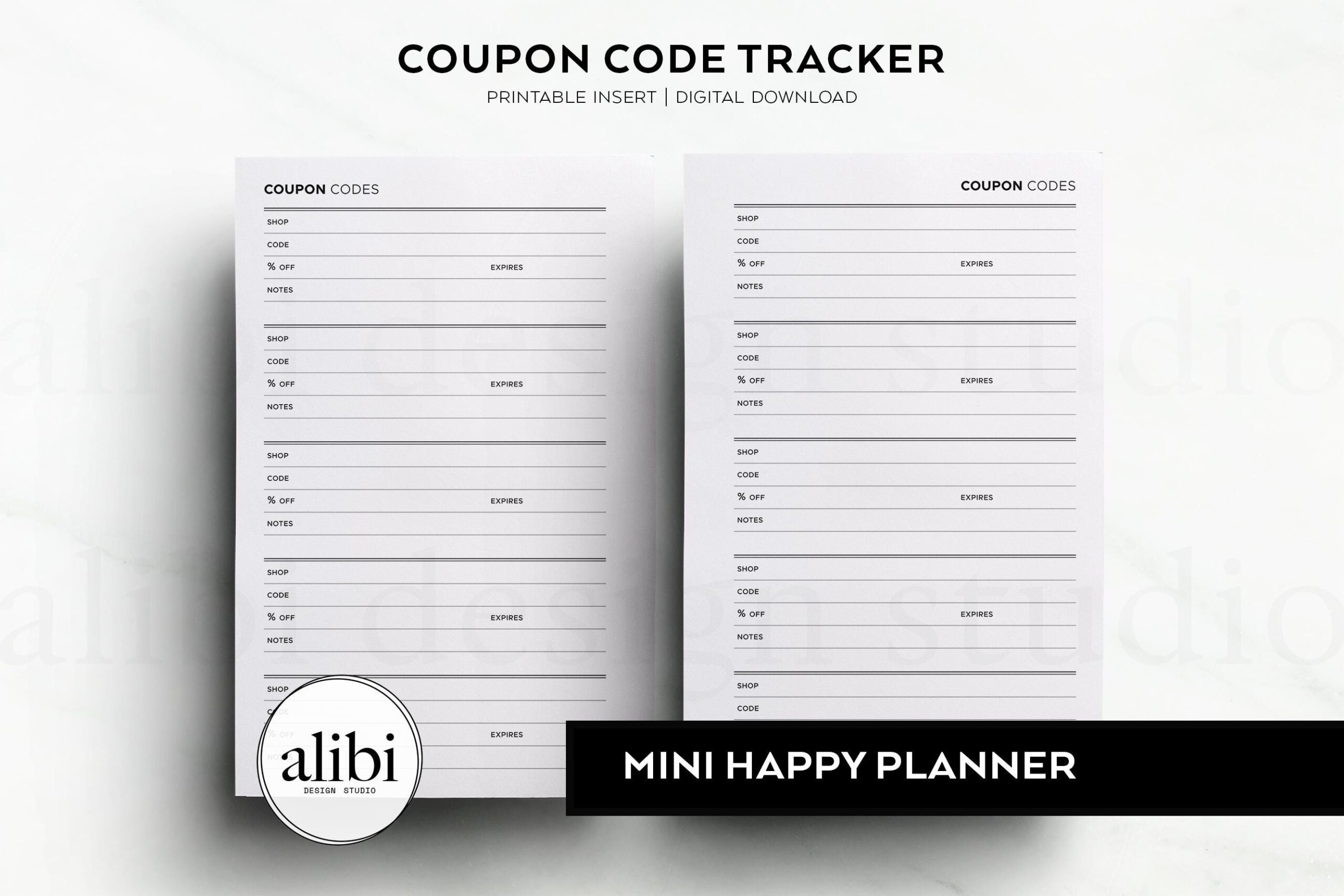 HP MINI Printable Coupon Code Tracker Shopping Budget Planner MINI Happy Planner Printable Inserts Etsy