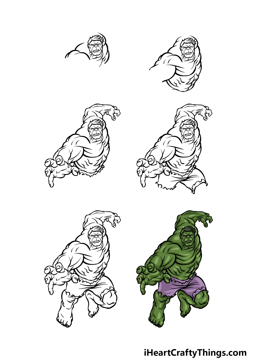 drawing hulk step by step