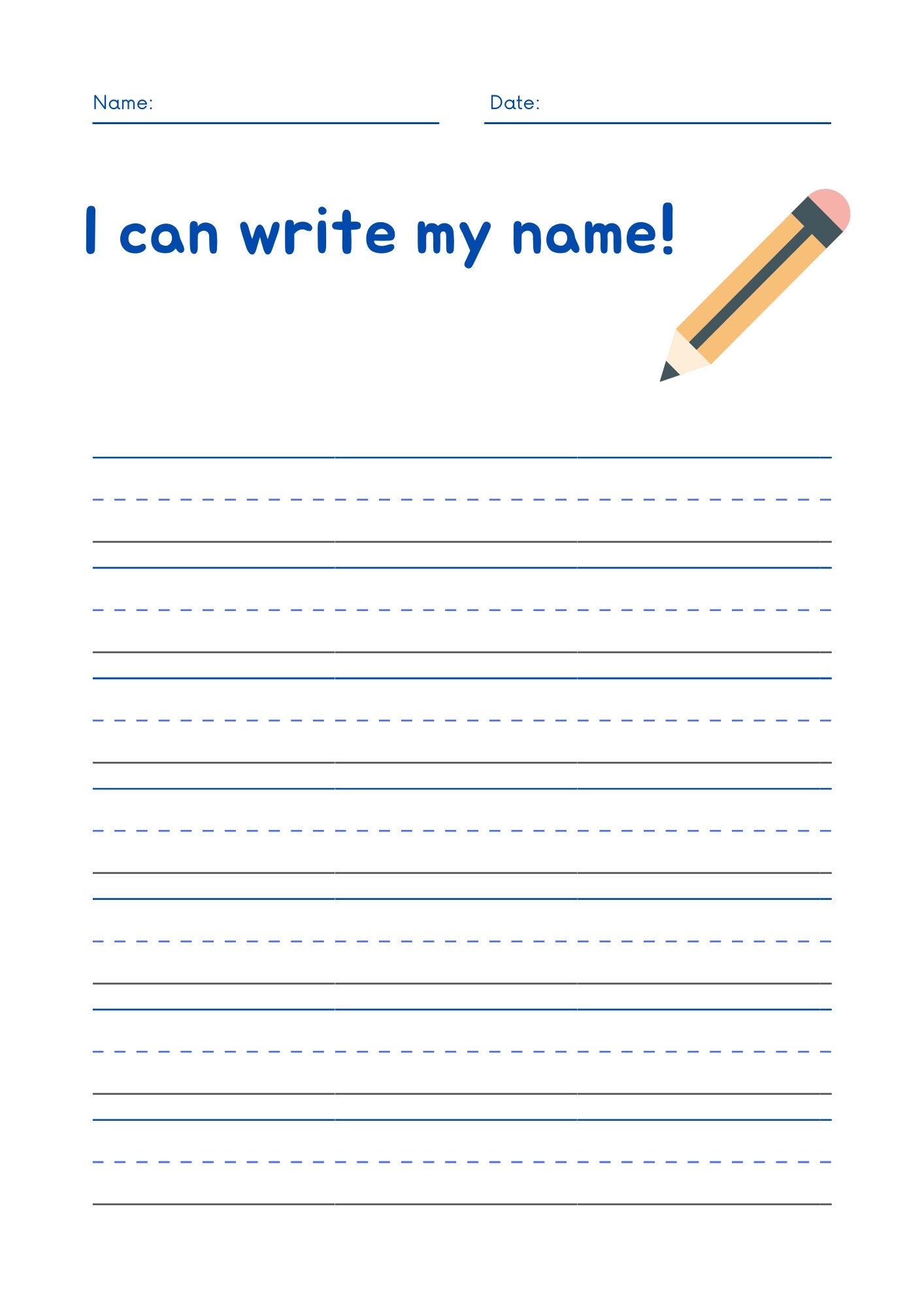name writing worksheets
