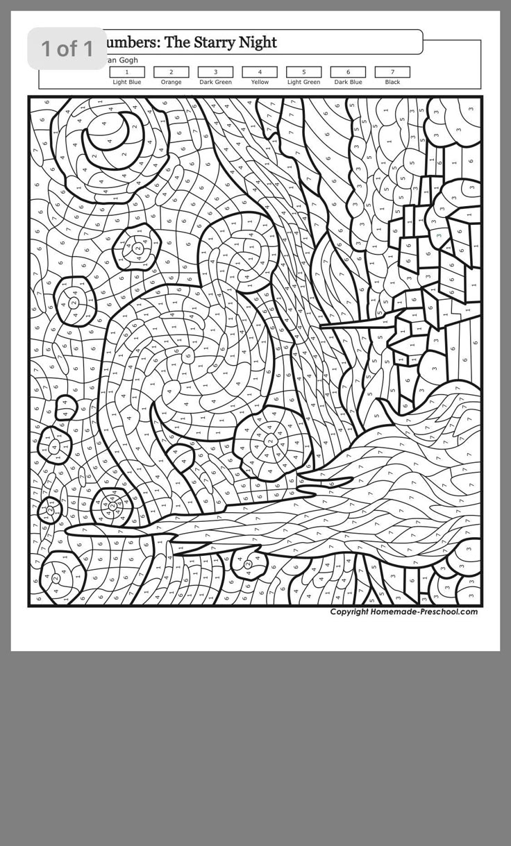 difficult color by number printables