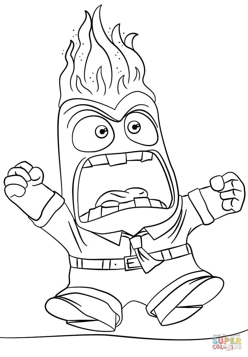 Inside Out Anger Coloring Page Free Printable