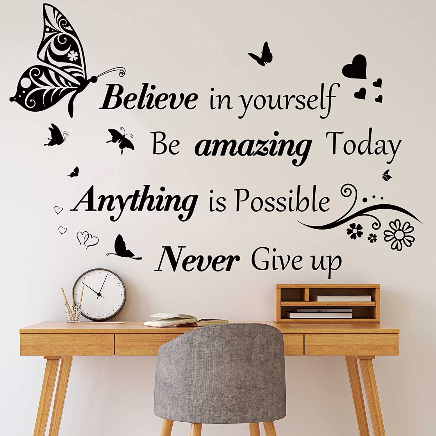 Inspirational Wall Stickers Quotes Letter Wall Art Stickers Motivational Removable Wall Decor Positive Word Butterfly Decals Peel And Stick For Bedroom Living Room Hallways Family Office Classroom Walmart
