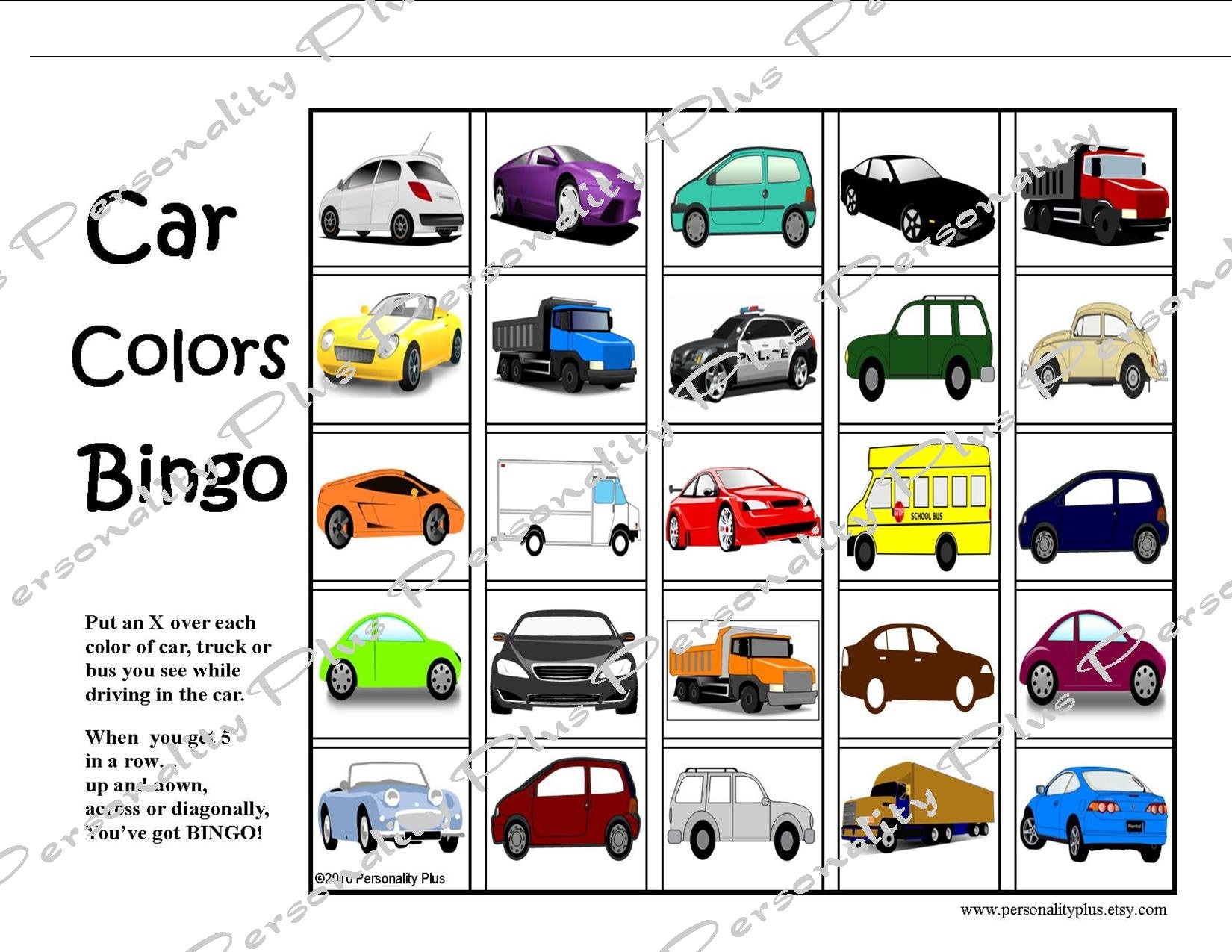 printable auto bingo