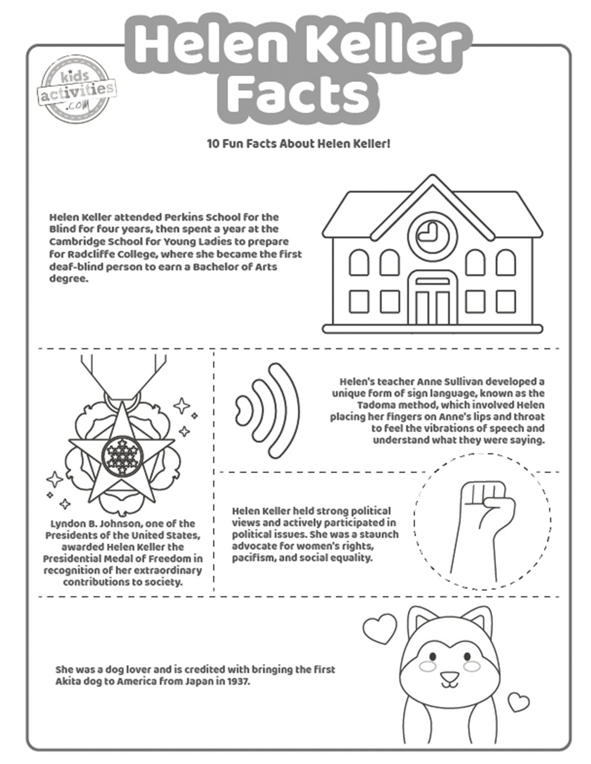 Intriguing Helen Keller Facts Coloring Pages Kids Activities Blog