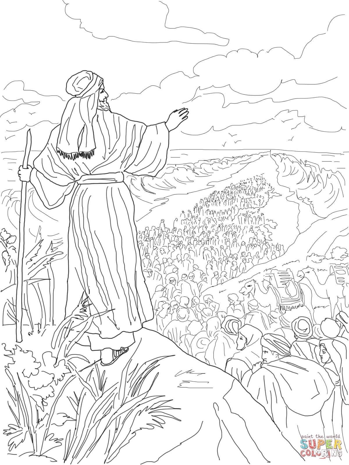 Israelites Crossing The Red Sea Coloring Page Free Printable