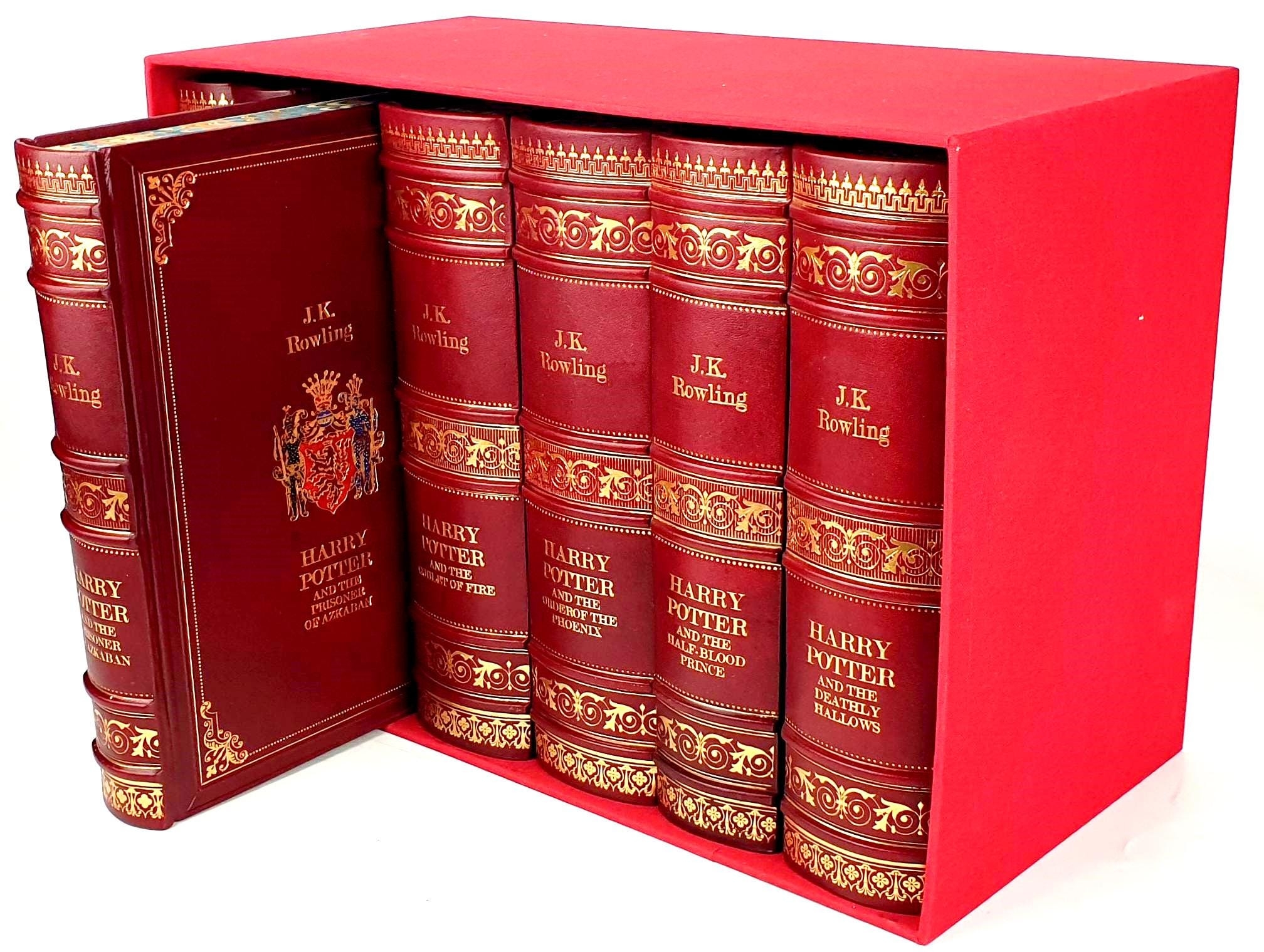 J K Rowling Harry Potter 7 Book Boxed Complete Set Leather Rebound Etsy