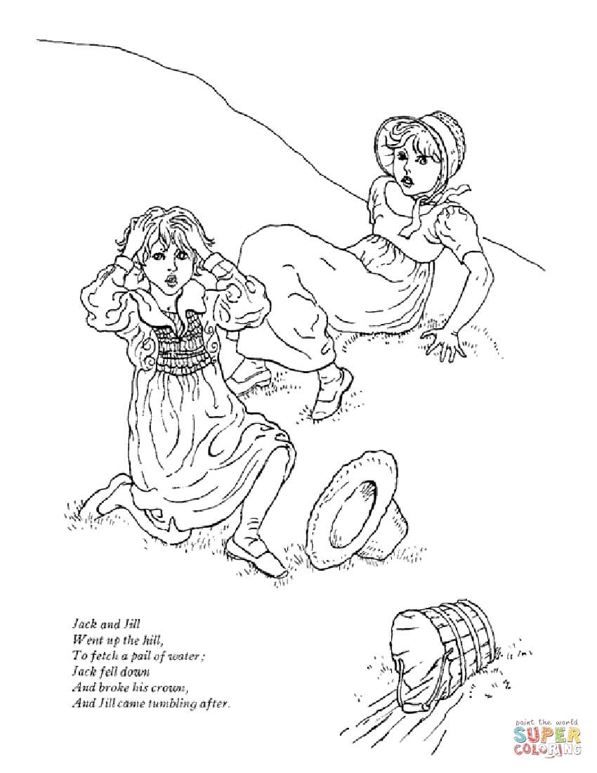 Jack And Jill Went Up The Hill Coloring Page Free Printable