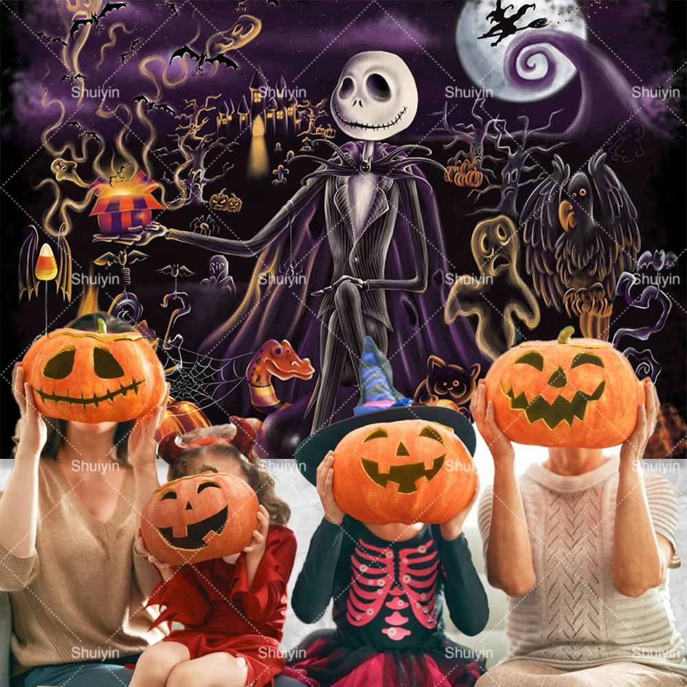 Jack Skellington Happy Halloween Party Decor Background Horror Pumpkin The Nightmare Before Christmas Kids Photography Backdrops AliExpress