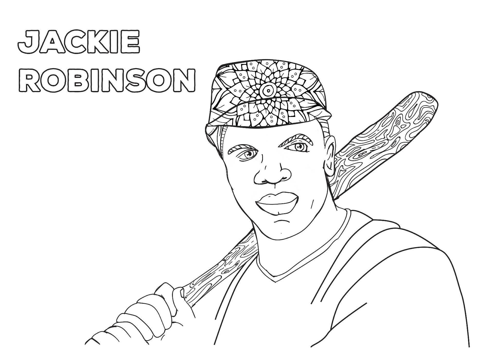Jackie Robinson Baseball Player Coloring Page Black History Month Resource