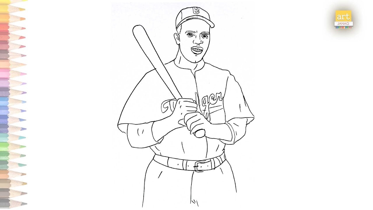 coloring page of jackie robinson