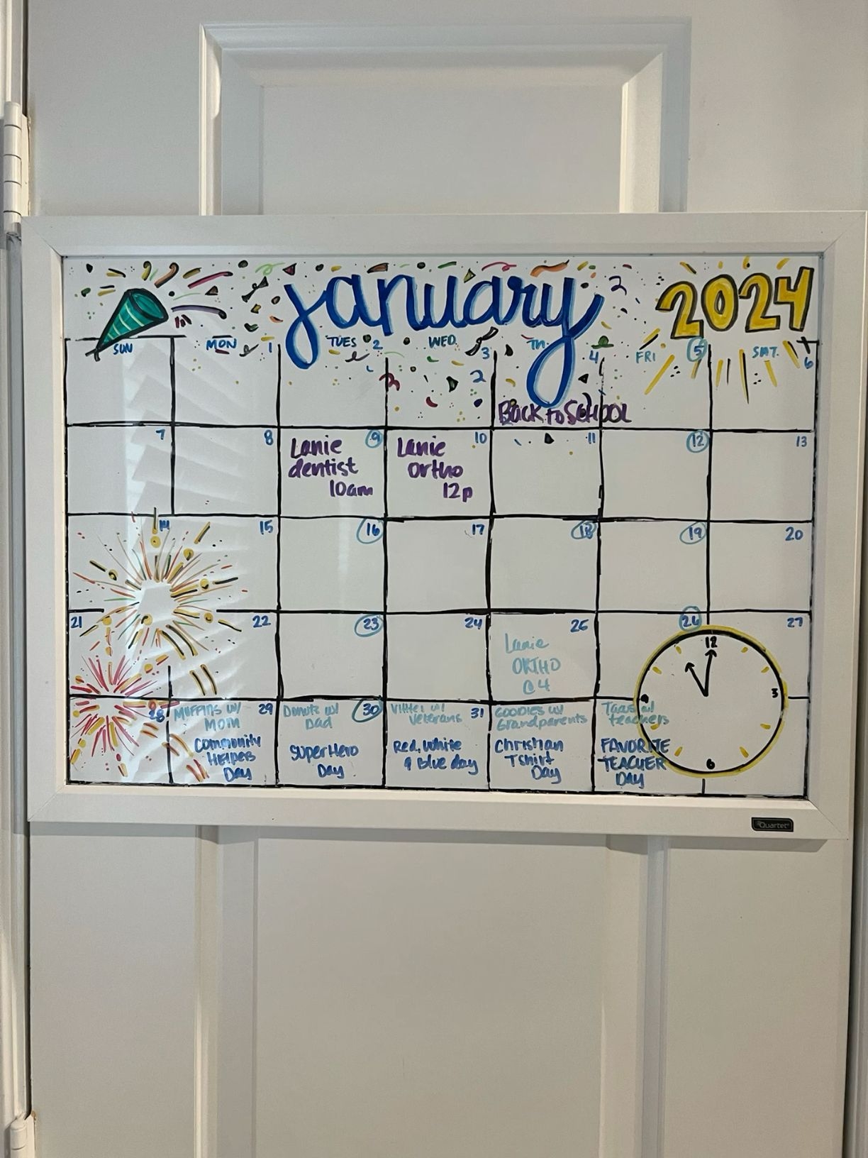 January Whiteboard Calendar