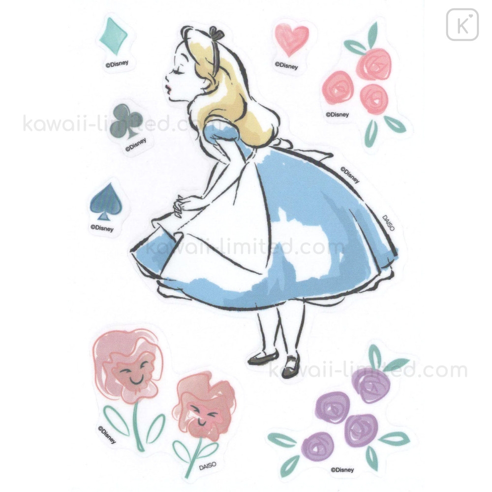Japan Disney Vinyl Sticker Set Alice In Wonderland Drawing Kawaii Limited