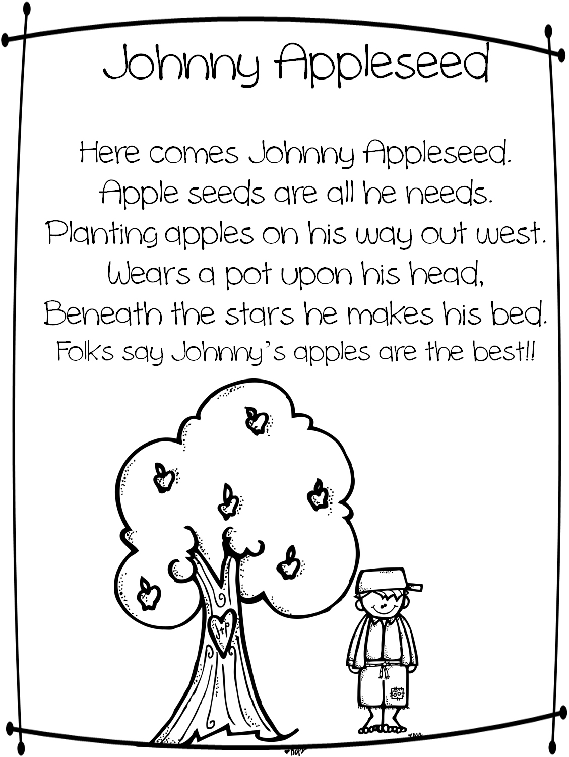 johnny appleseed pictures to color