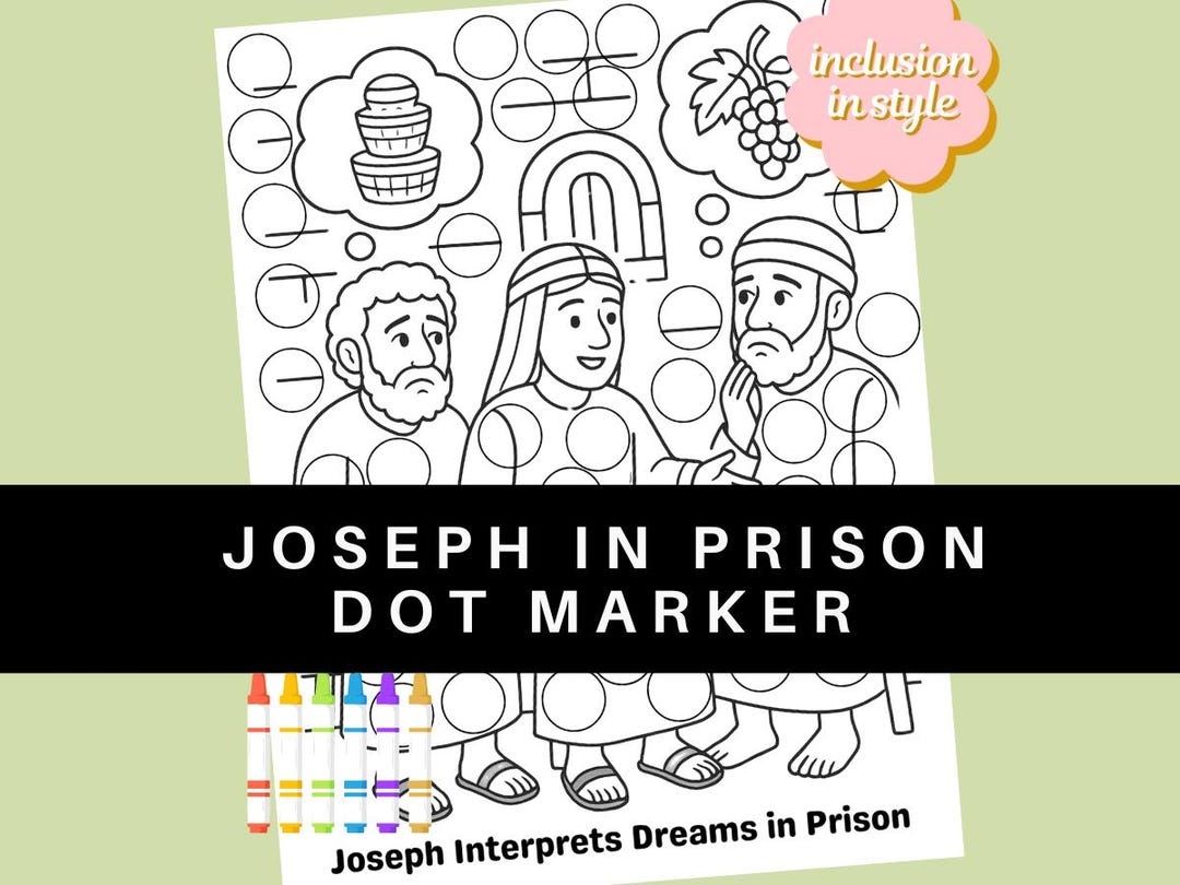 Joseph Interprets Dreams In Prison Dot Marker Coloring Page Bible Craft Etsy