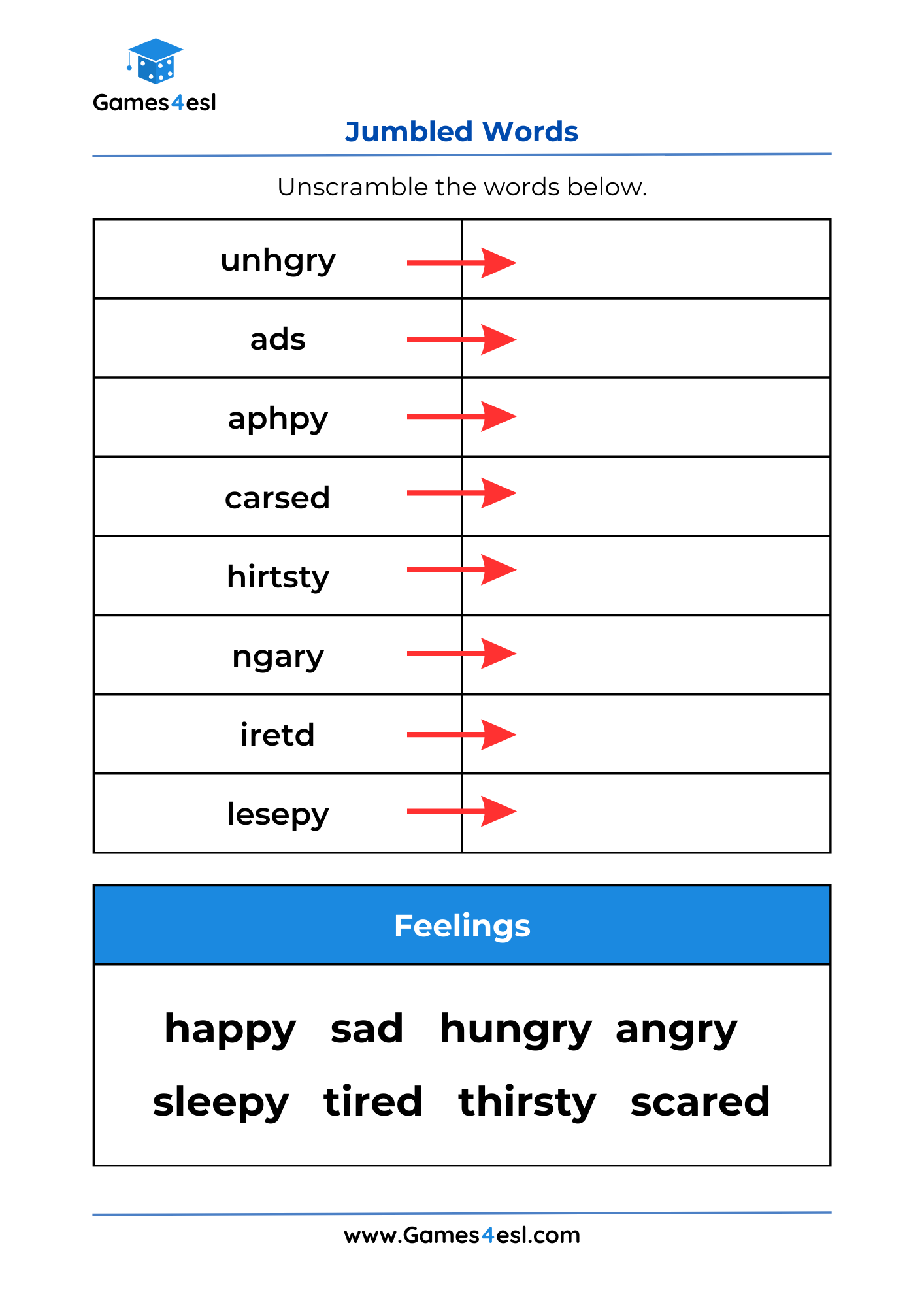 Jumbled Words Worksheets Games4esl