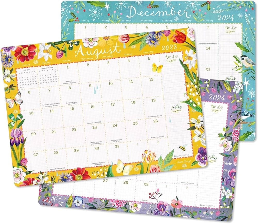 Katie Daisy 2023 2024 Desk Pad Monthly Calendar 17 Month Calendar Aug 2023 Dec 2024 18 75 X 13 5 Large Monthly Grids Katie Daisy Amber Lotus Publishing 9781631369568 Amazon Books