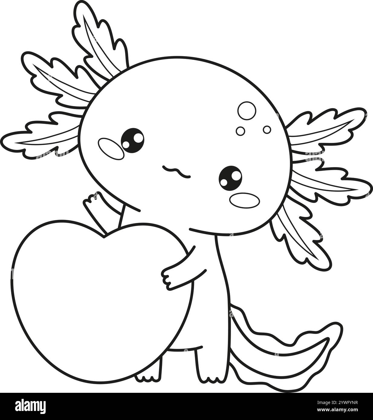 adorable kawaii axolotl coloring page