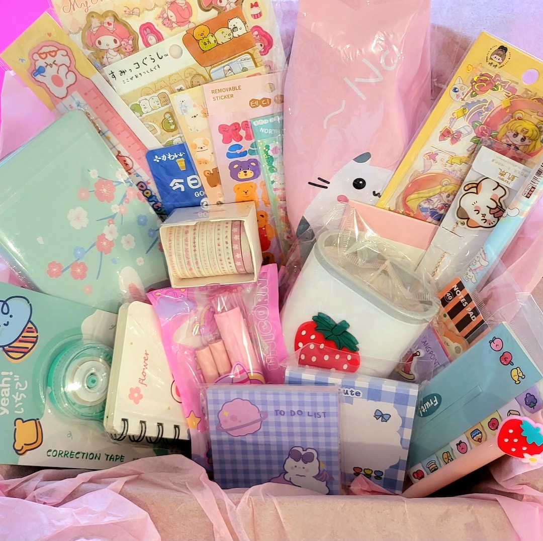 Kawaii Mystery Stationery Box Customisable Stationery Gift Box School Supplies Japanese Korean Stationery Stickers Set Bundle Journaling Etsy