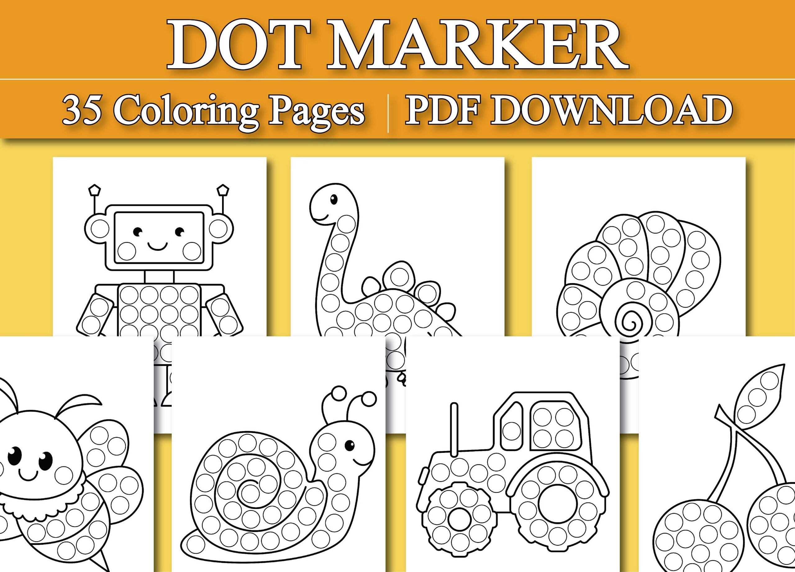 Kids Coloring Page Dot Marker Coloring Pages Animal Dot Marker Printables Do A Dot Activity 35 Digital Coloring Pages Etsy New Zealand