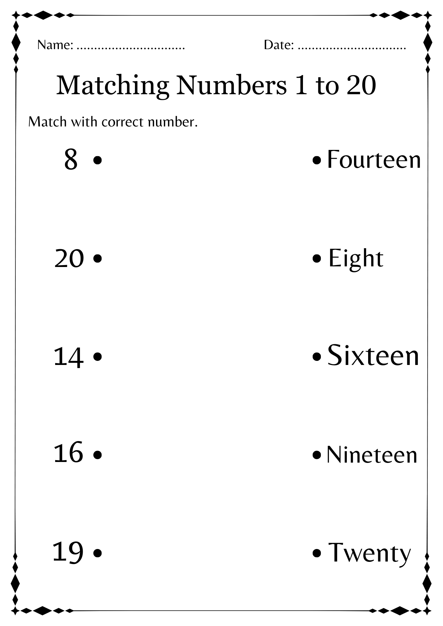 numbers 1-20 worksheets