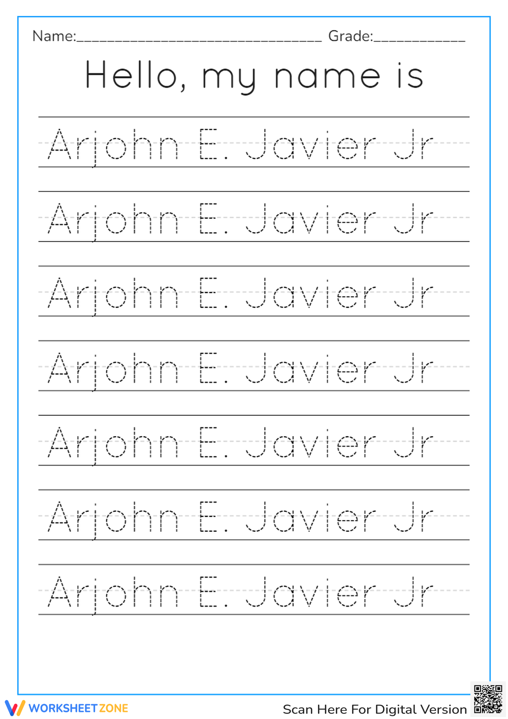free traceable name worksheets