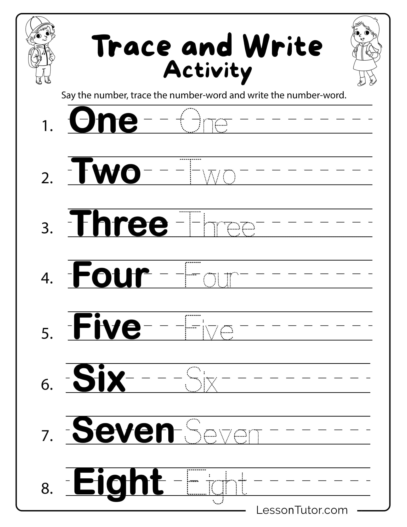 worksheet on number words