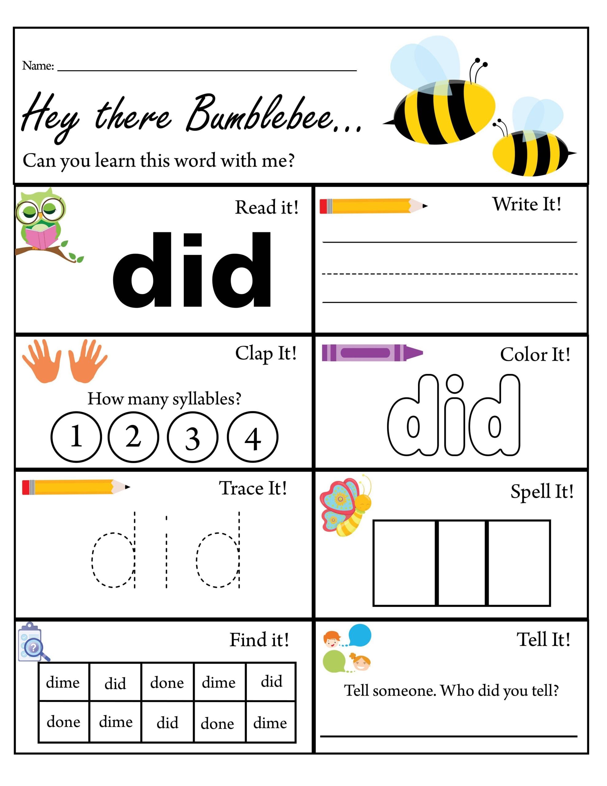 sight word worksheets
