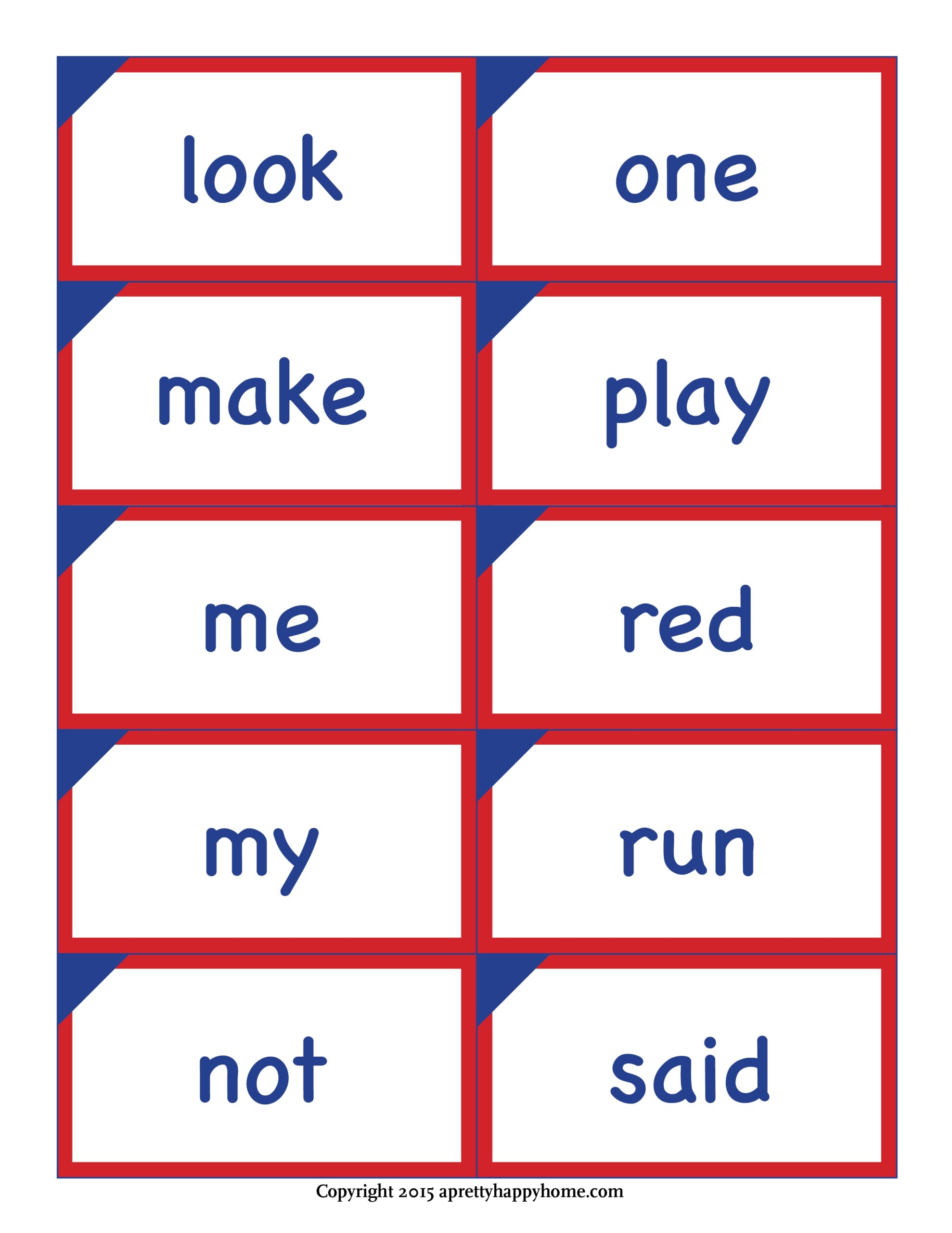 printable sight words for kindergarten