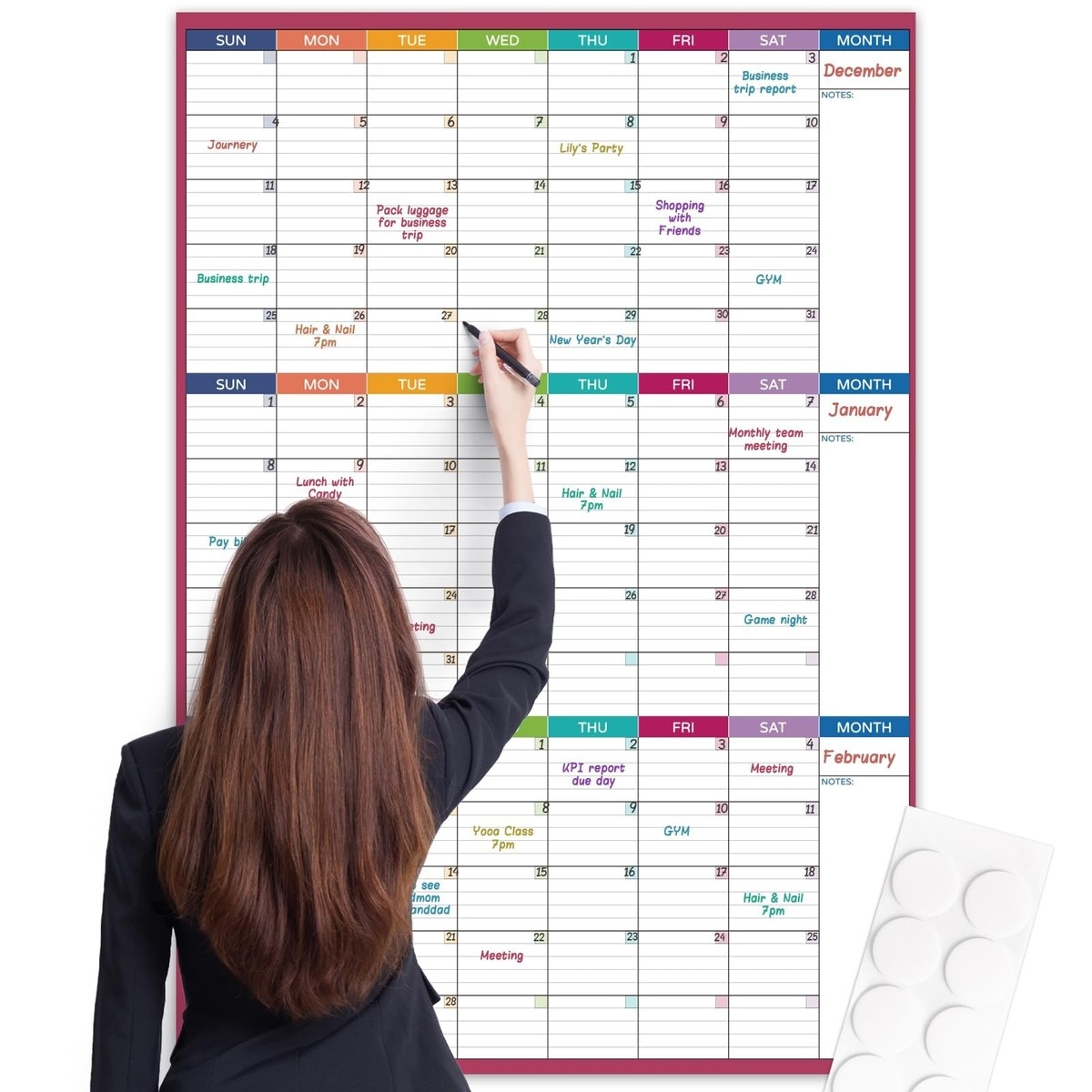 3 month dry erase calendar