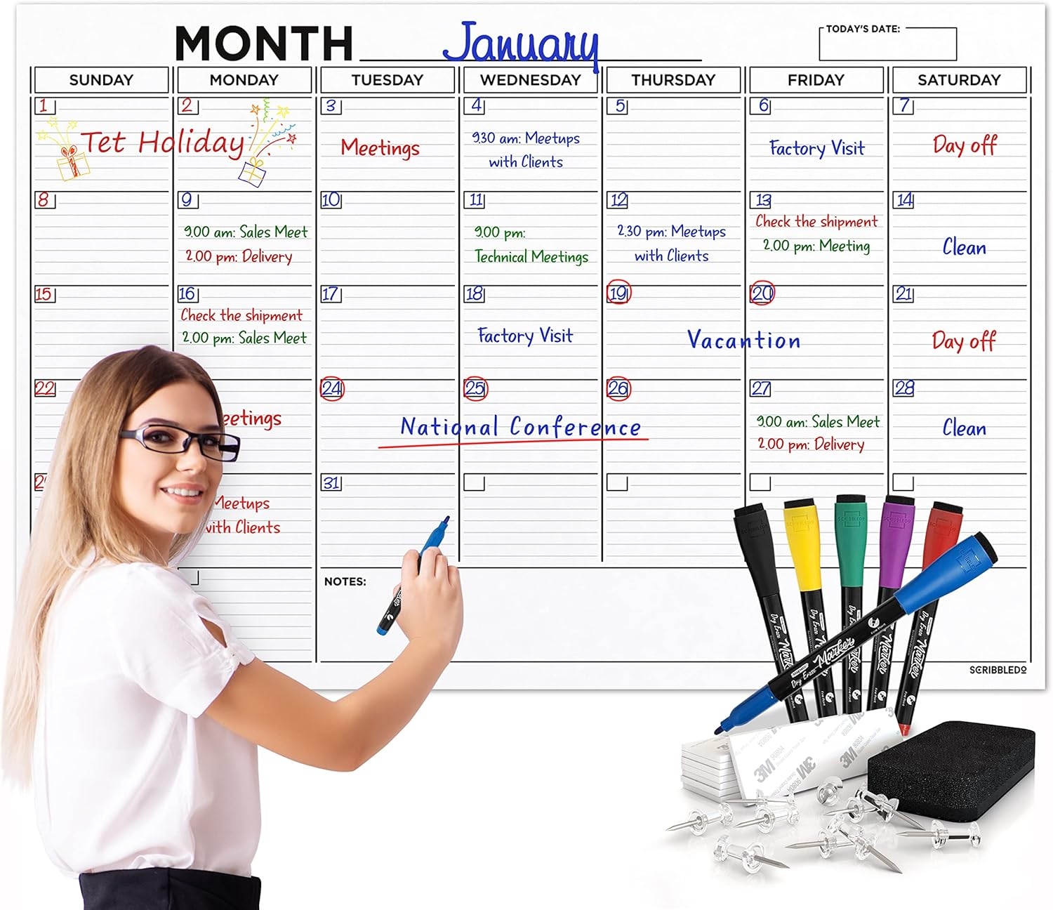 Large 36 x48 White Board Calendar Dry Erase For Whiteboard Poster EBay