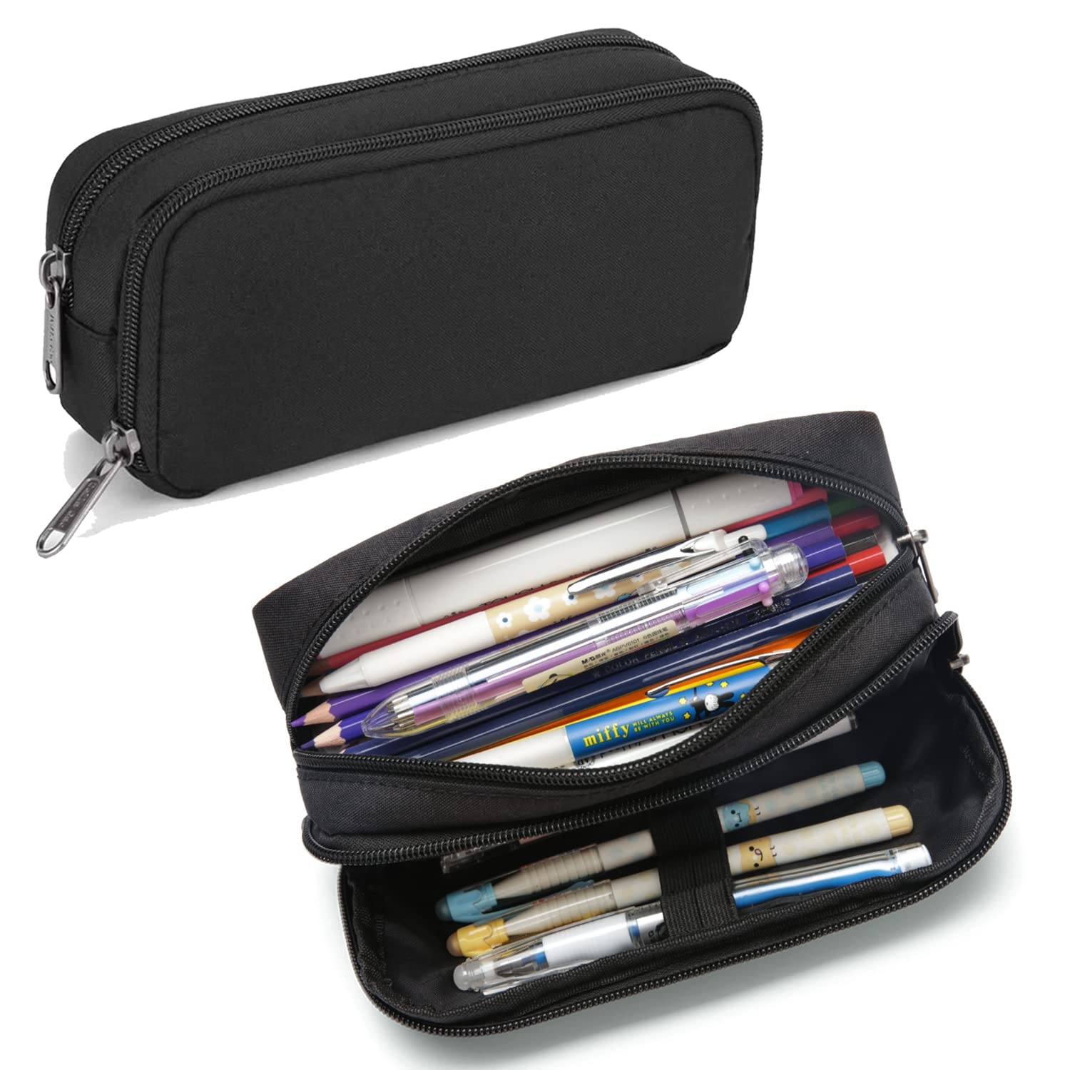Large Capacity Pencil Case Aesthetic Pouch Office Stationery Organizer Black EBay