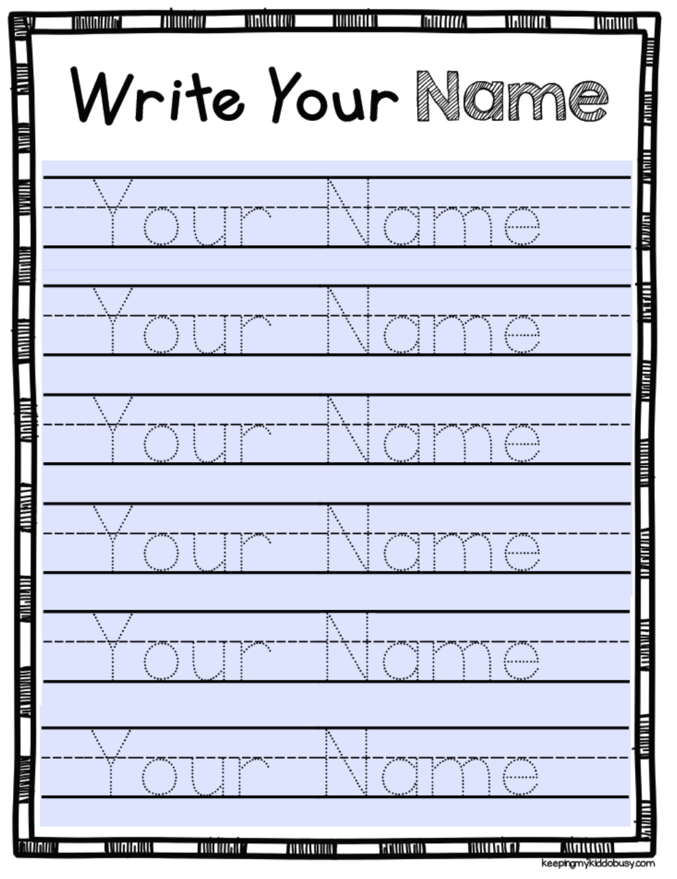 Large Lined Paper Custom Name Tracing Sheets For Kids Personalized Handwriting Practice A4 Size Preschool PDF Free