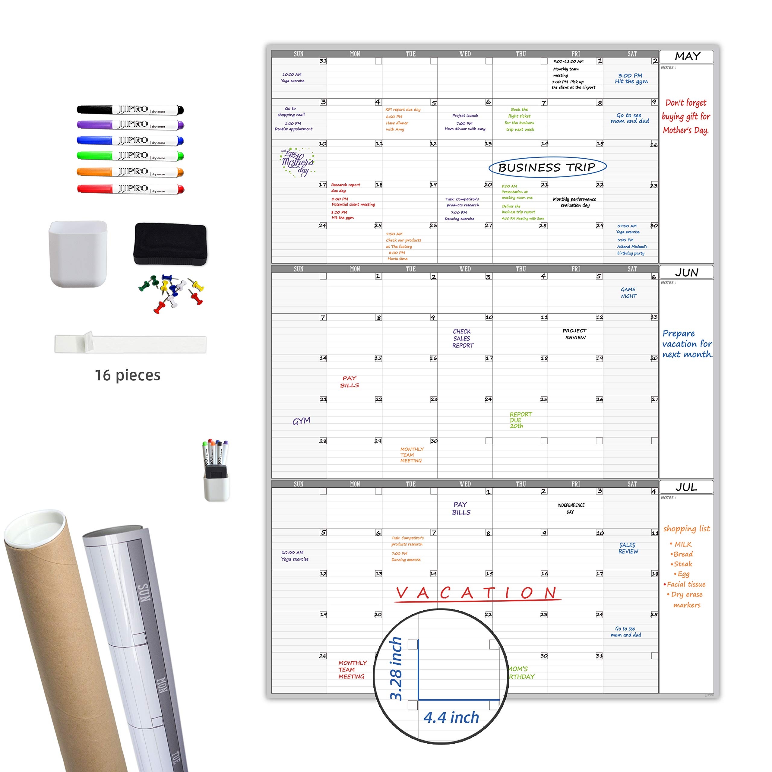 Large Wall Calendar Jumbo 3 Month Dry Erase Wall Calendar Massive 36x72 Organizer For Home School Office Large Wall Calendar 36x72